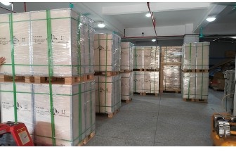 Palletised packed goods in warehouse