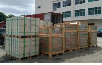 Crated equipment on pallets