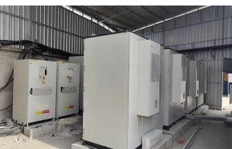Commercial storage cabinets in aisle
